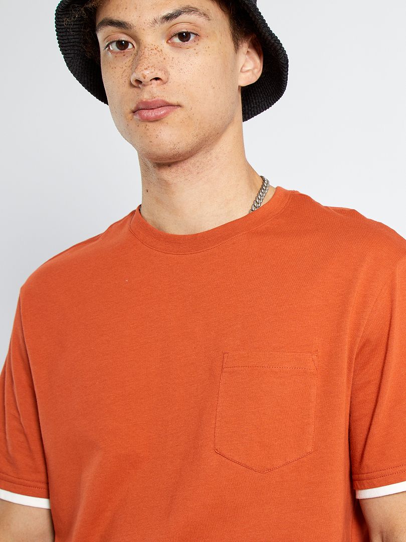 T-shirt uni rouille - Kiabi