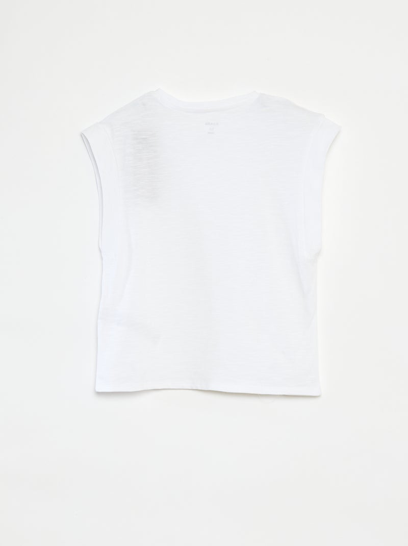 T-shirt uni sans manches BLANC - Kiabi