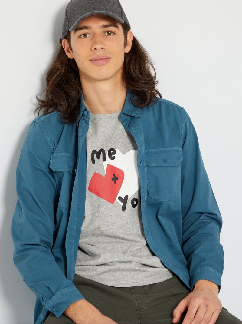 T-shirt unisexe imprimé gris - Kiabi
