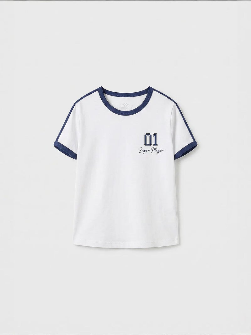 T-shirt unisexe jeune en coton et élasthanne tommy Blanc - Kiabi