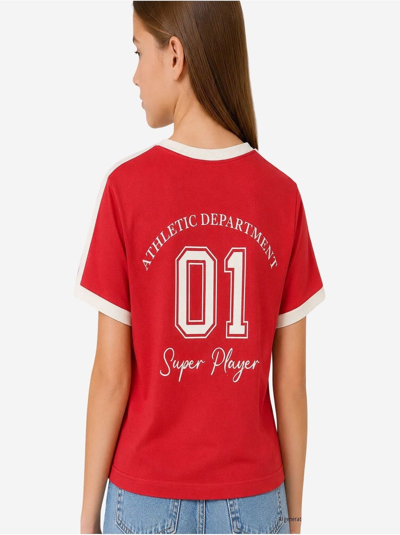 T-shirt unisexe jeune en coton et élasthanne tommy Rouge - Kiabi