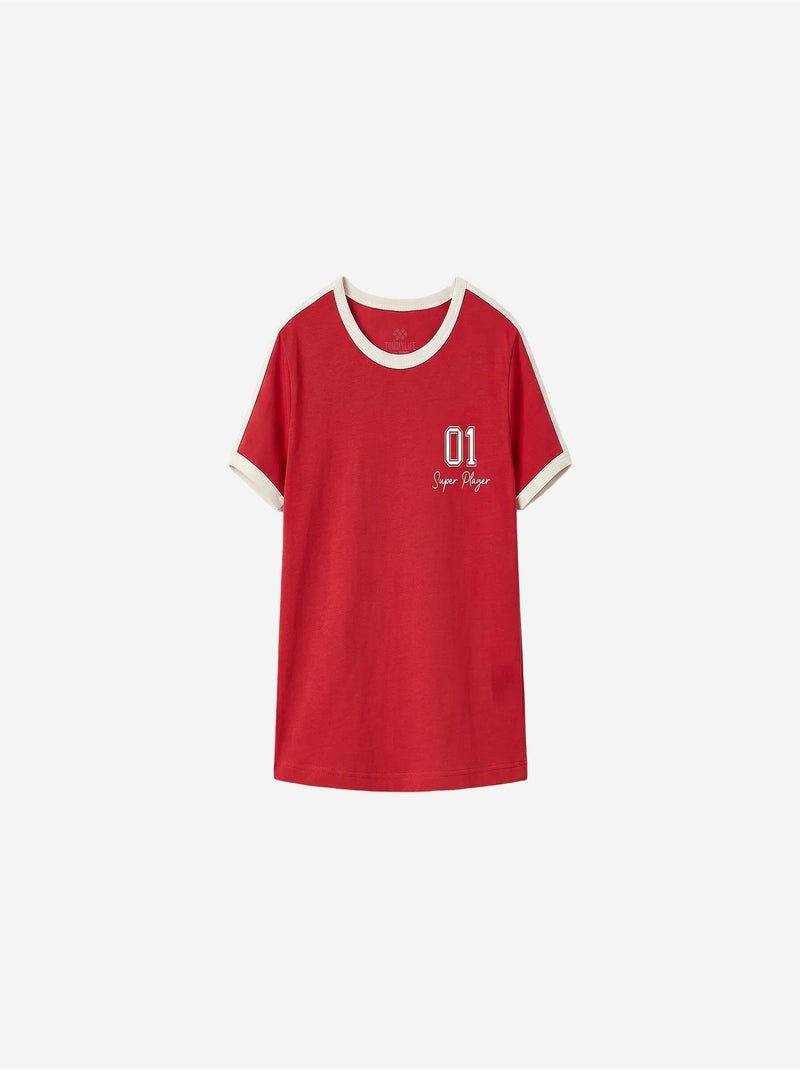 T-shirt unisexe jeune en coton et élasthanne tommy Rouge - Kiabi