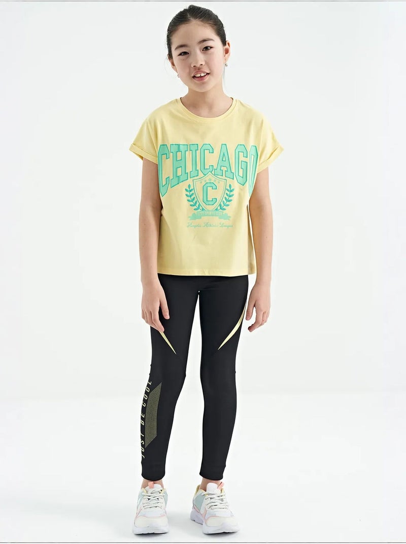 T-shirt unisexe jeunesse en coton et élasthanne tommy Jaune citron - Kiabi