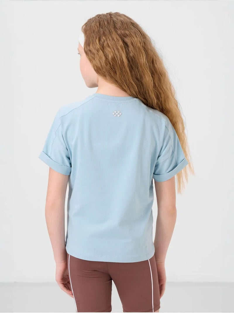 T-shirt unisexe junior en coton et élasthanne tommy Bleu ciel - Kiabi