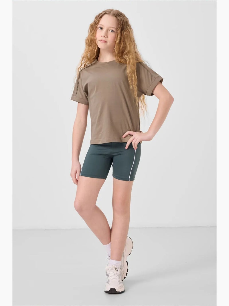 T-shirt unisexe junior en coton et élasthanne tommy Kaki - Kiabi