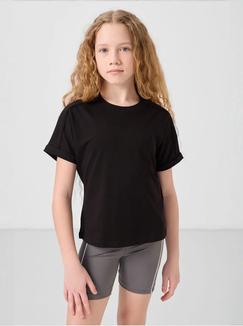 T-shirt unisexe junior en coton et élasthanne tommy Noir - Kiabi