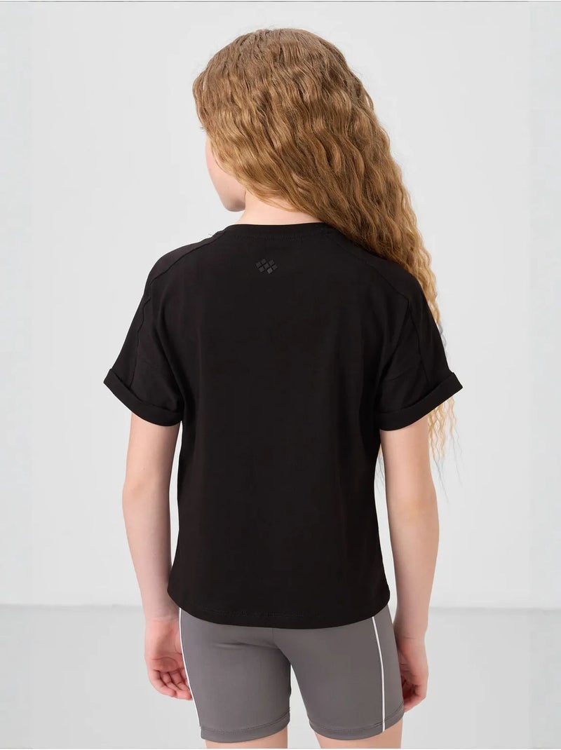 T-shirt unisexe junior en coton et élasthanne tommy Noir - Kiabi