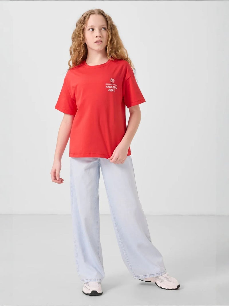 T-shirt unisexe junior en coton et élasthanne tommy Rouge - Kiabi