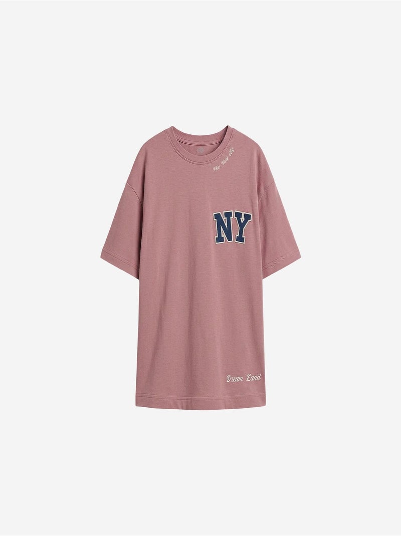T-shirt unisexe junior en mélange de coton tommy Mauve - Kiabi