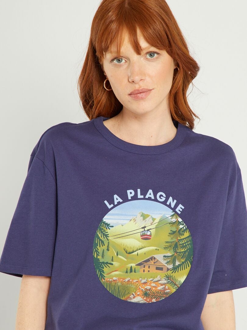 T-shirt unisexe 'La Plagne' en jersey Bleu - Kiabi