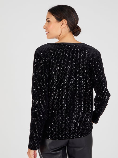 T-shirt velours et sequins - Damart - Kiabi