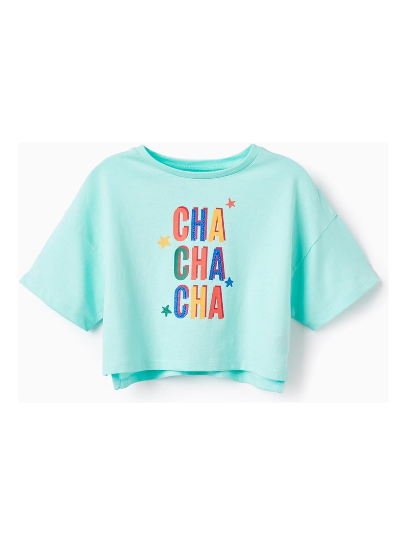 T-shirt vert d'eau 100 % coton pour fille manches courtes CUBA Vert clair - Kiabi