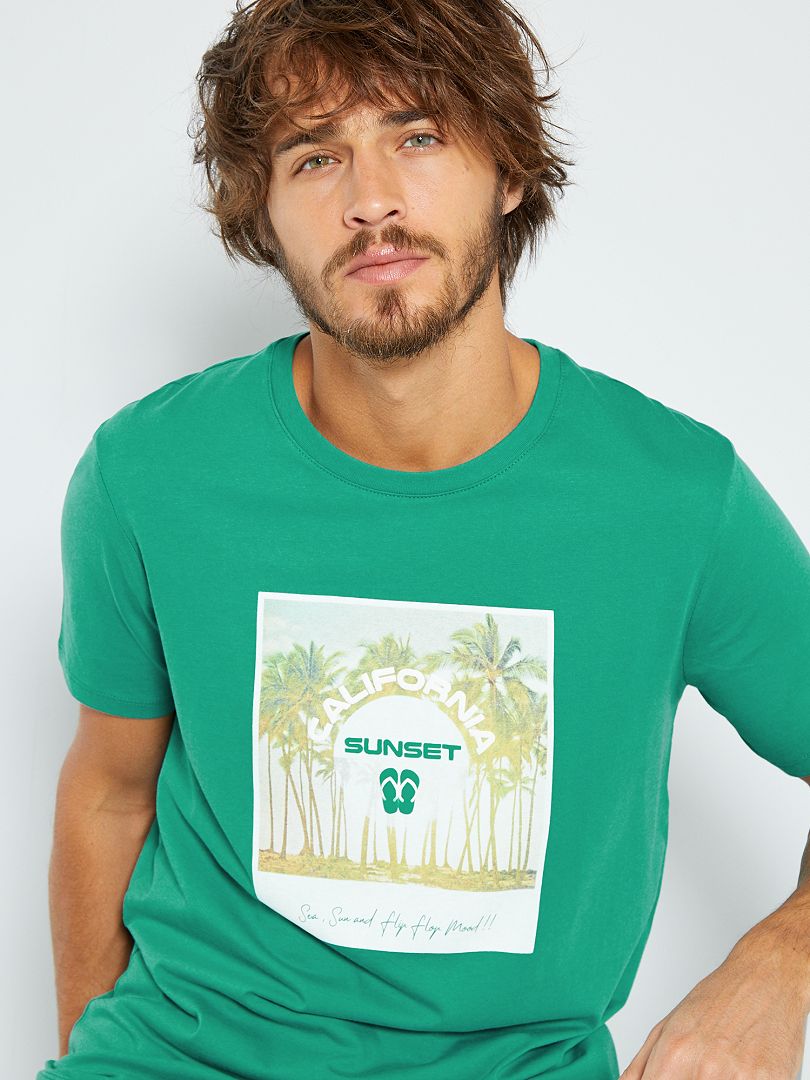 T-shirt vert/sunset - Kiabi