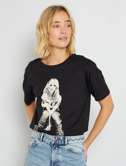 T-shirt vintage imprimé 'Britney Spears'                             noir 
