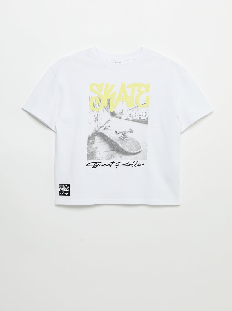 T-shirt vintage imprimé skate à manches courtes Blanc - Kiabi