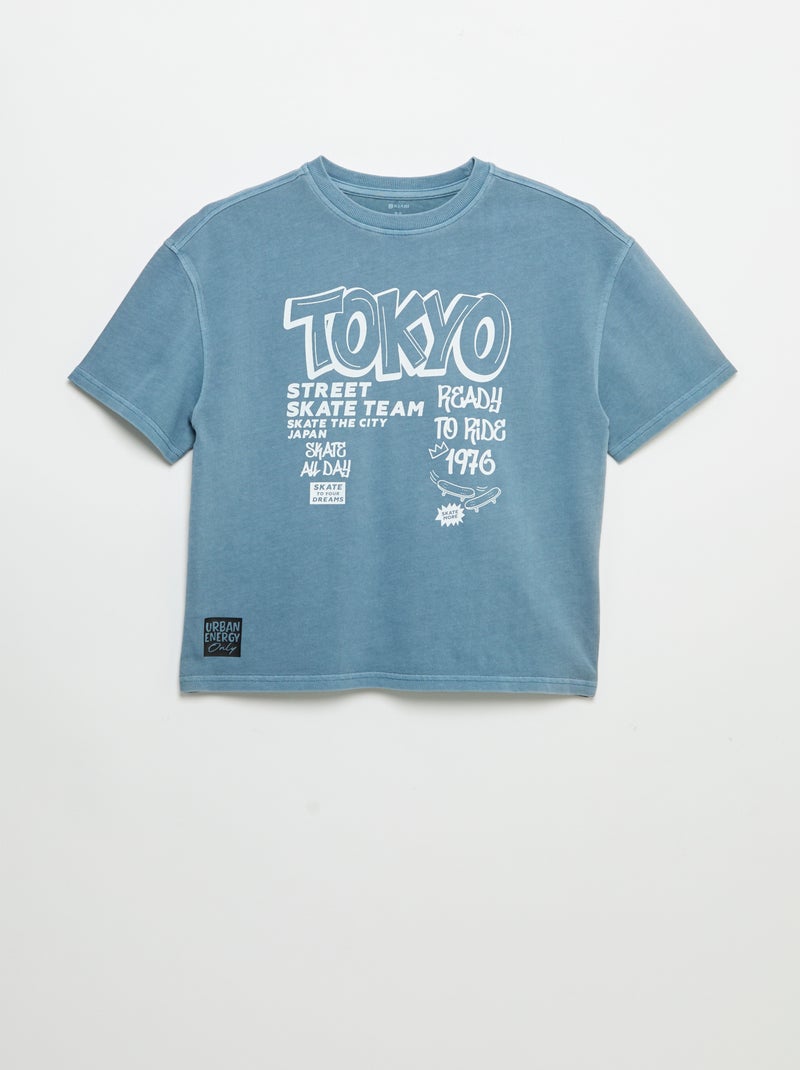 T-shirt vintage imprimé skate à manches courtes Bleu - Kiabi