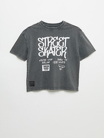 T-shirt vintage imprimé skate à manches courtes