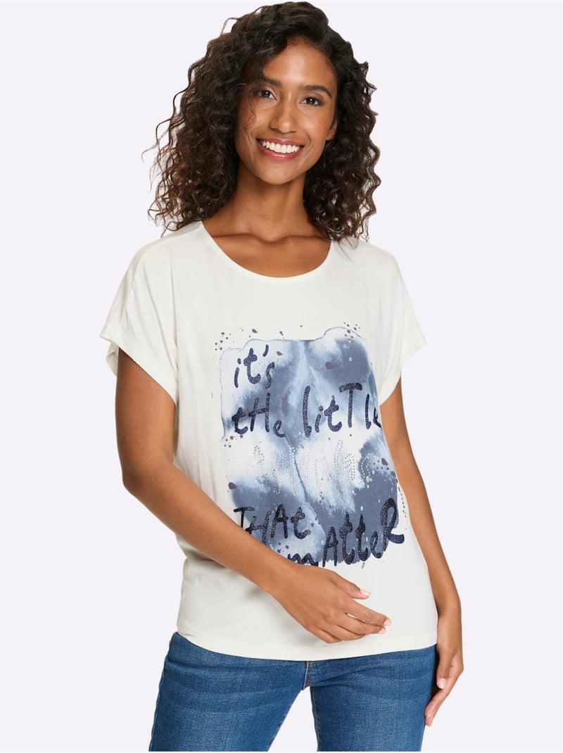 T-shirt Viscose - Taille Standard - helline Ecru - Kiabi