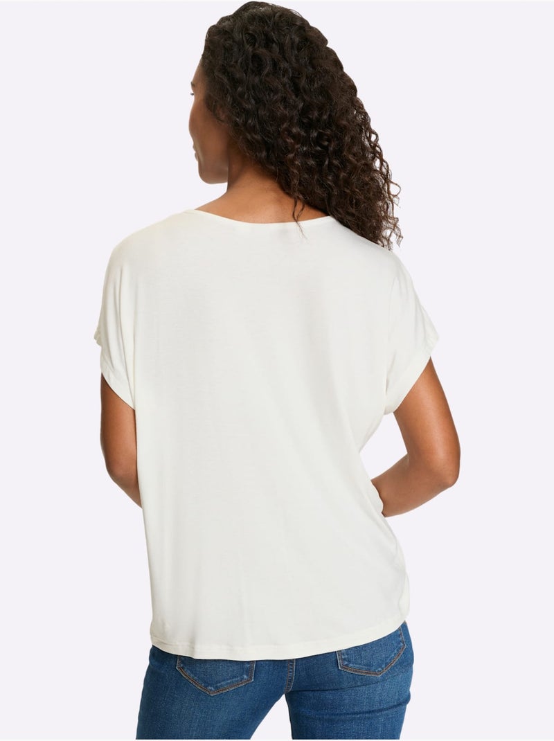 T-shirt Viscose - Taille Standard - helline Ecru - Kiabi