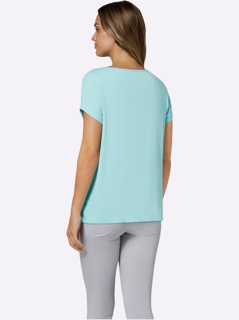 T-shirt Viscose Douce Et Fluide - Taille Standard - Moda Vilona Bleu - Kiabi