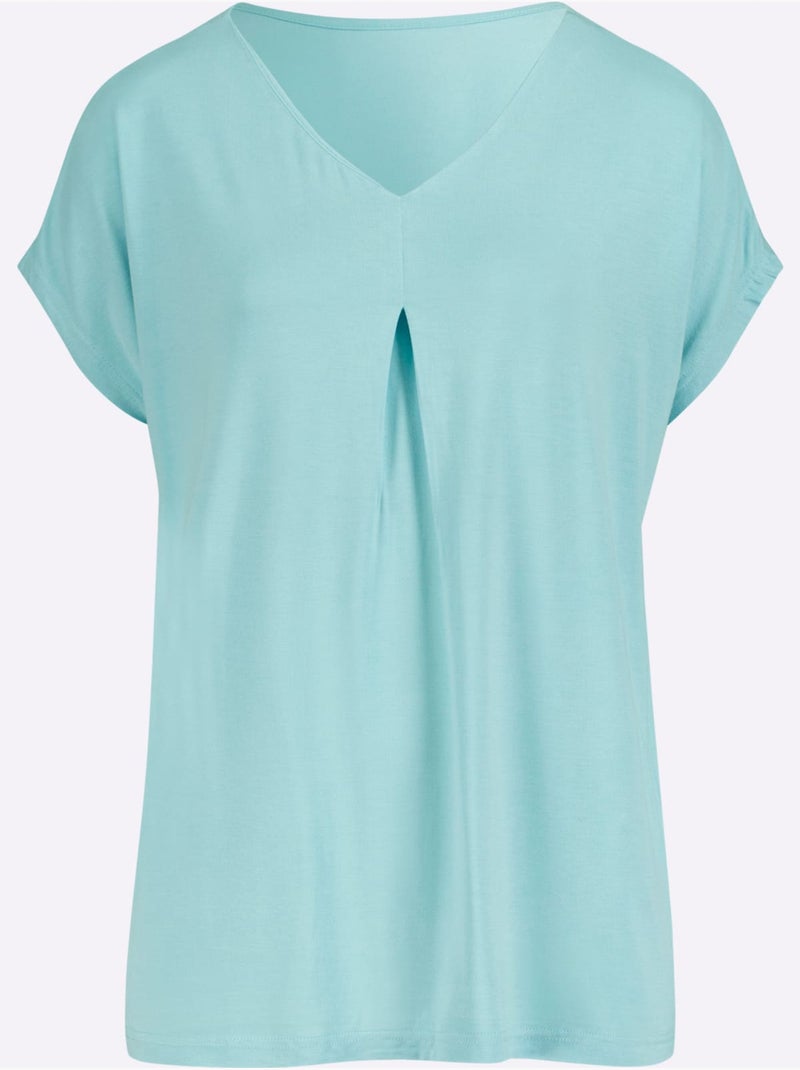 T-shirt Viscose Douce Et Fluide - Taille Standard - Moda Vilona Bleu - Kiabi