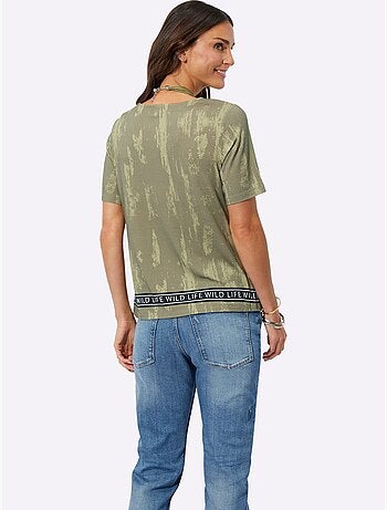 T shirt viscose imprimé tigre encolure ronde et manches courtes - Taille standard - Witt