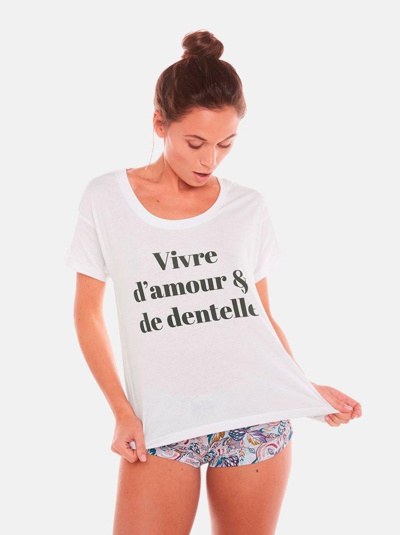 T-shirt VIVRE D'AMOUR - Pomm'Poire Blanc - Kiabi