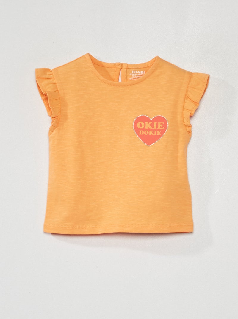 T-shirt volanté Orange - Kiabi