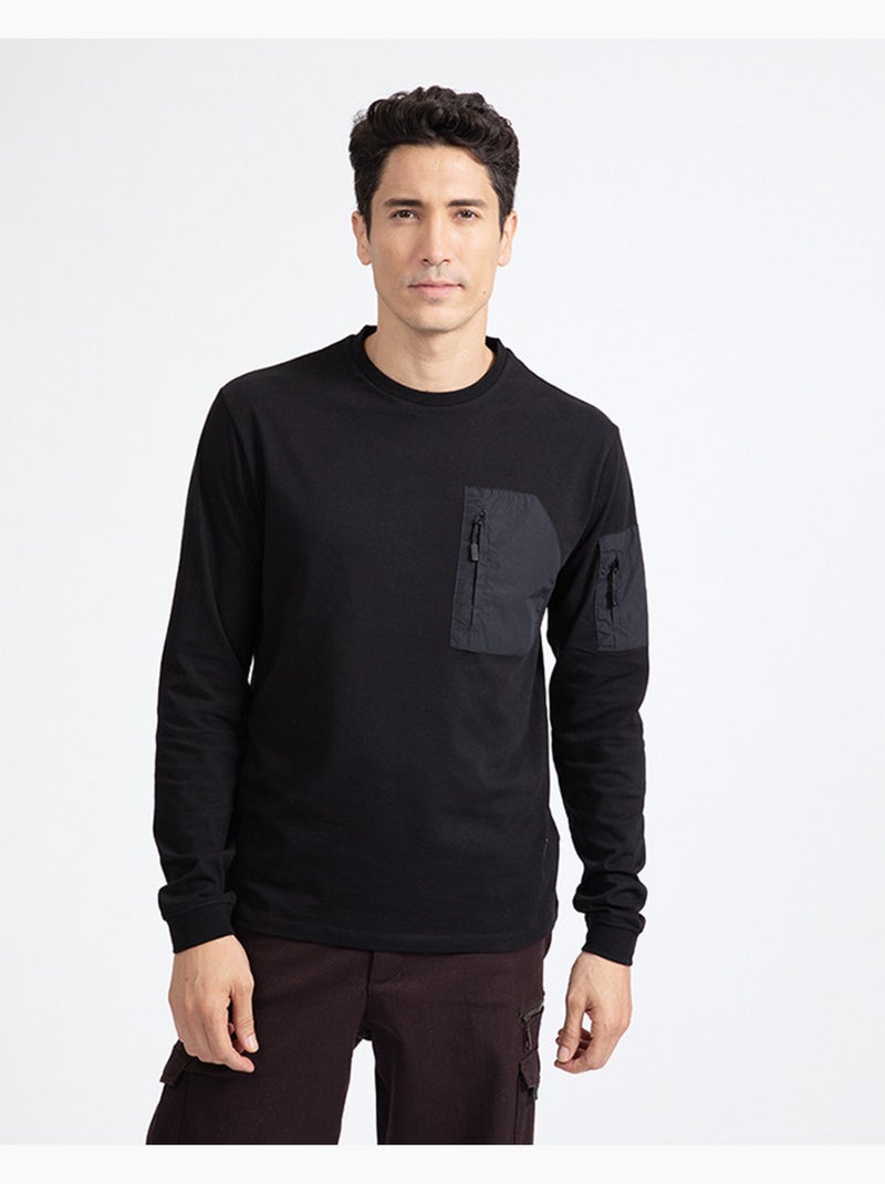 T-shirt walking   regular manches longues - new man Noir - Kiabi