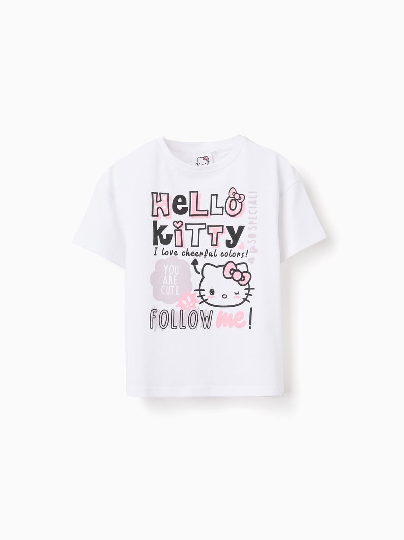 T-Shirt Wide Fit en Coton Hello Kitty Blanc - Kiabi