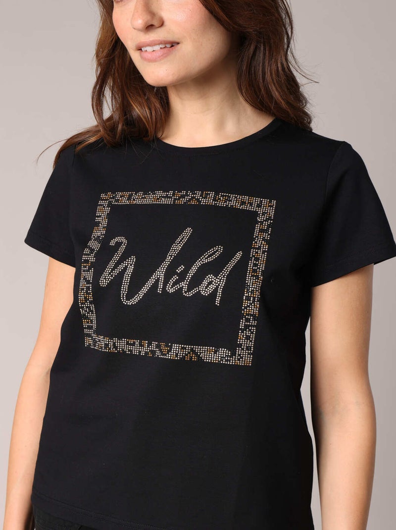 T-shirt WILD décoré de strass 'Deeluxe' Noir - Kiabi
