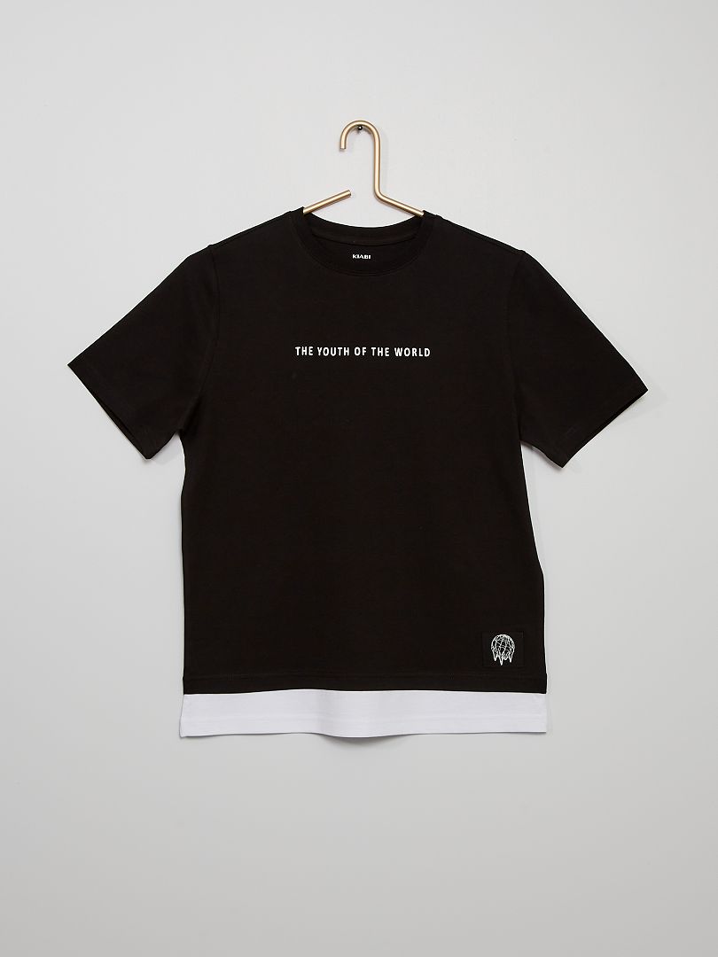 T-shirt 'world vibes' noir - Kiabi