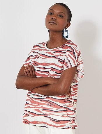 T-shirt zébré maille flammée - Kiabi