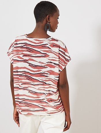 T-shirt zébré maille flammée - Kiabi