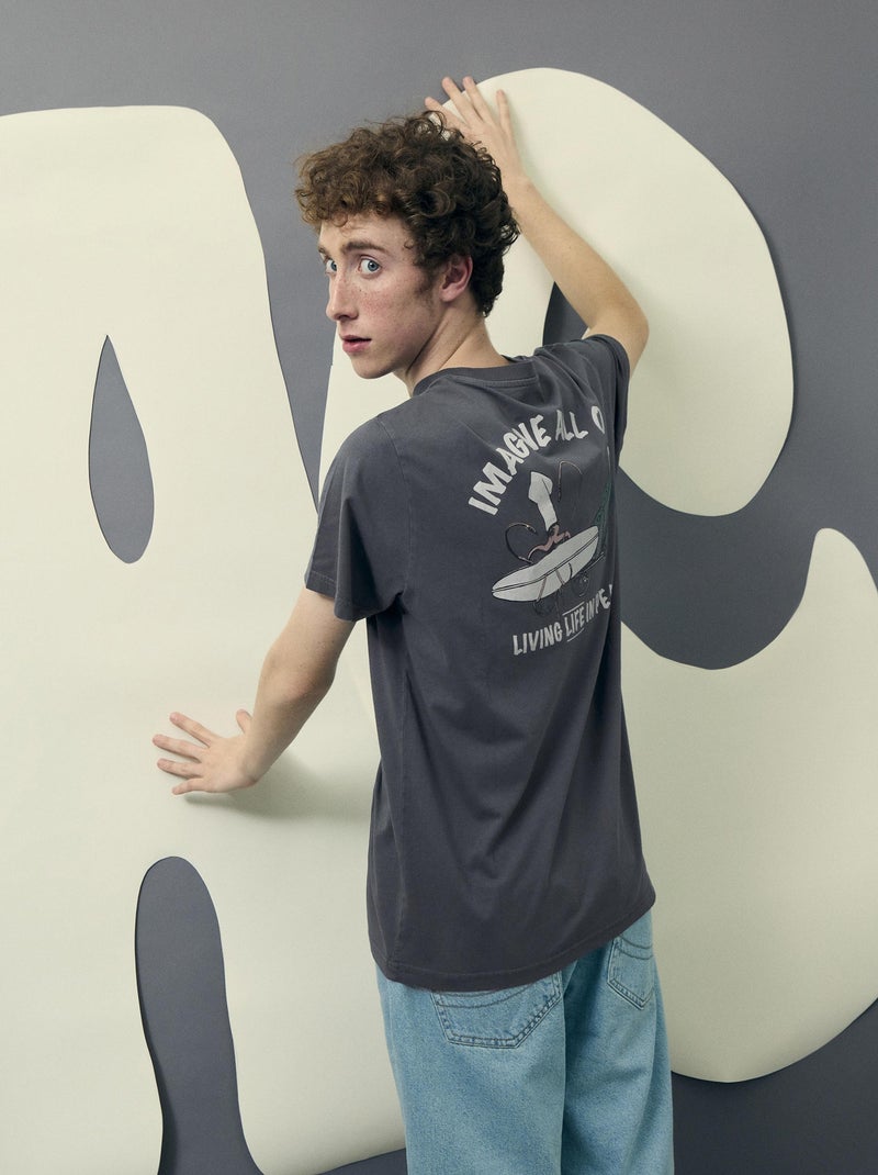 T-shirt, Langage de la paix , adulte MO Fashion Gris - Kiabi