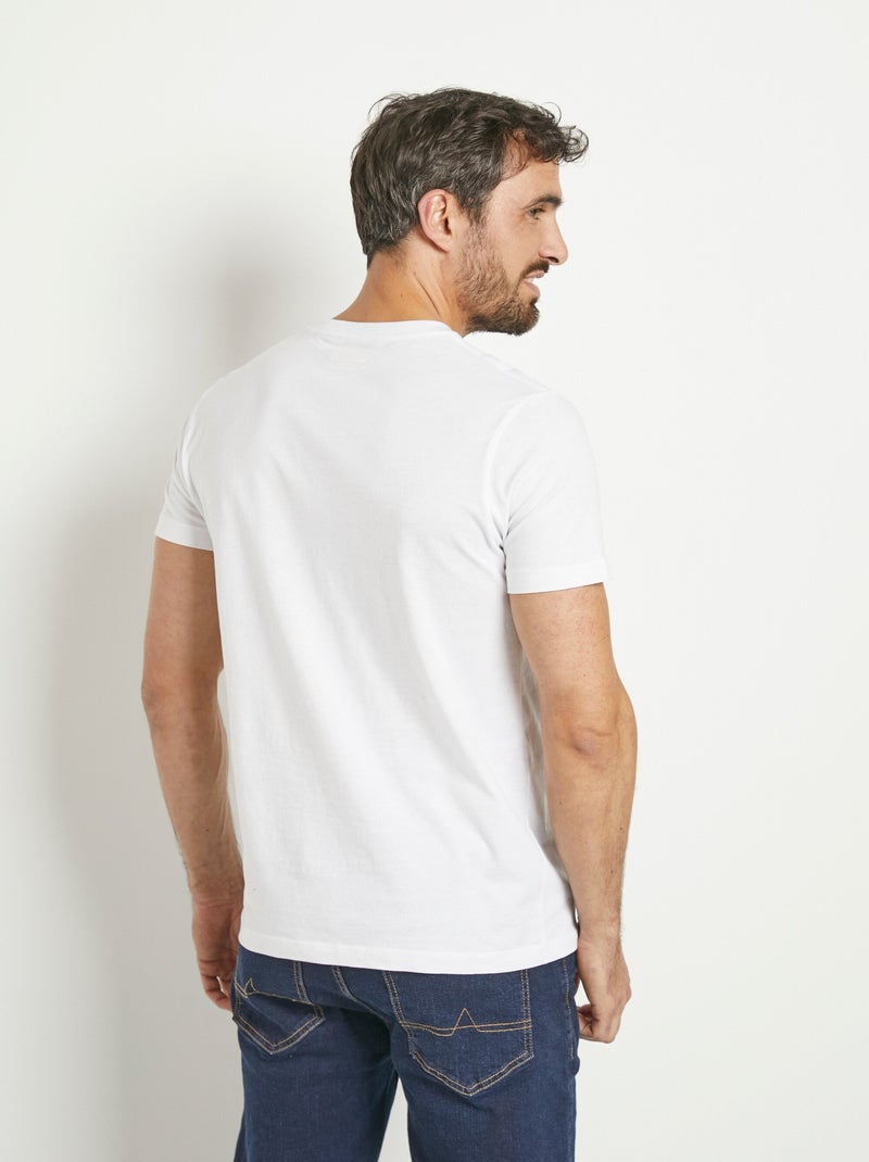 T-shirts avec col rond et logo épaule Blanc - Kiabi
