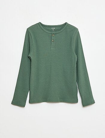 T-shirts côtelés à manches longues et à col tunisien