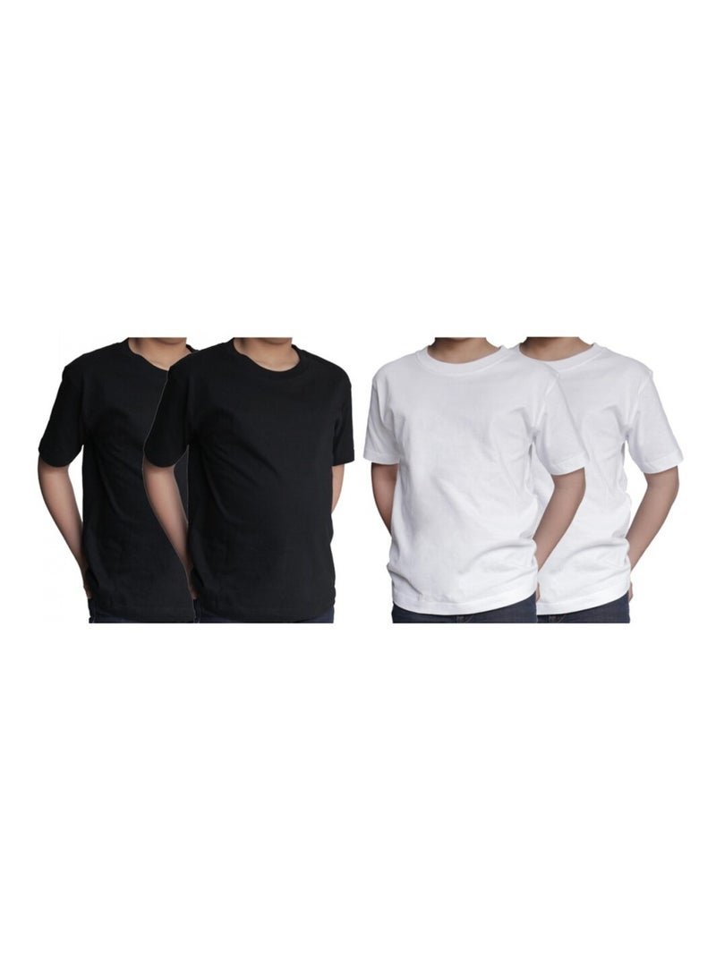 T shirts Enfant Lot de 4 Uni Ozabi Basic Noir Blanc - Kiabi