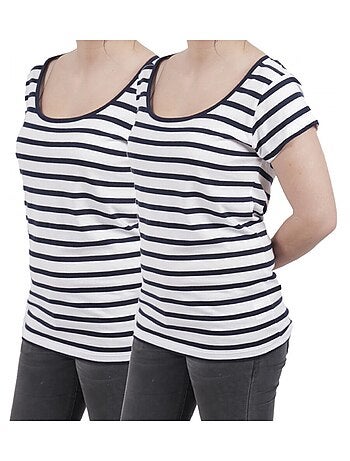 T shirts Femme Lot de 2 Marinières Divinity