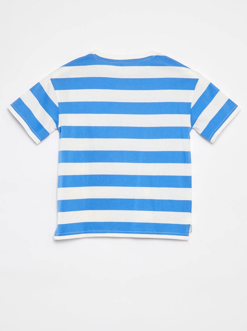 T-shirts loose imprimé manches courtes - Dos rallongé BLEU - Kiabi