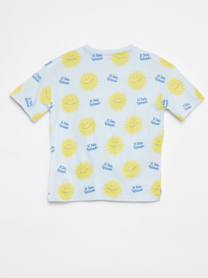 T-shirts loose imprimé manches courtes - Dos rallongé BLEU - Kiabi