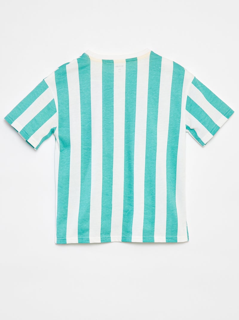 T-shirts loose imprimé manches courtes - Dos rallongé VERT - Kiabi