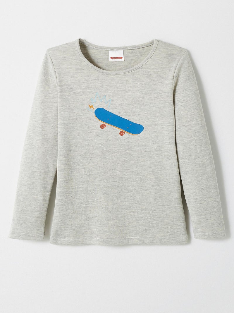 T-shirts Thermolactyl mixte enfant sérigraphiés  - Damart Gris - Kiabi
