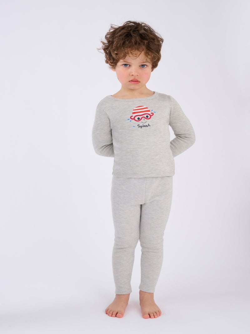 T-shirts Thermolactyl mixte enfant sérigraphiés thermique - Damart Gris clair - Kiabi