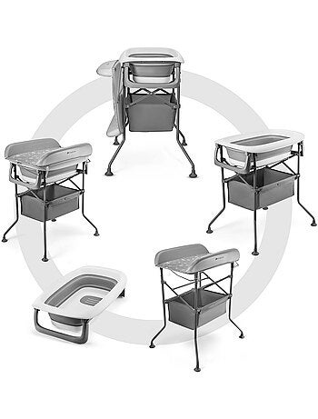 Table à Langer et Baignoire Kinderkraft BUBBLY 5 en 1 Pliable avec Panier et Tuyau d’Évacuation
