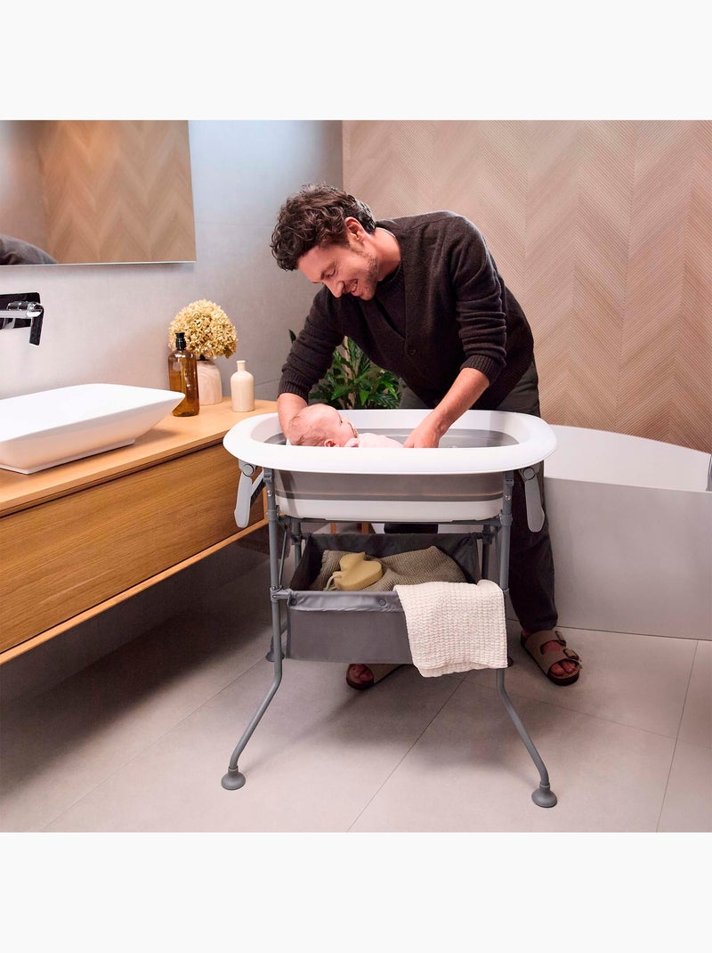Table à Langer et Baignoire Kinderkraft BUBBLY 5 en 1 Pliable avec Panier et Tuyau d’Évacuation Gris - Kiabi
