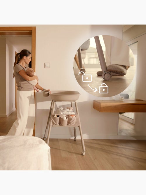 Table à langer LIONELO Rosie - Réglable en hauteur - Roulettes - Organisateur - Kiabi