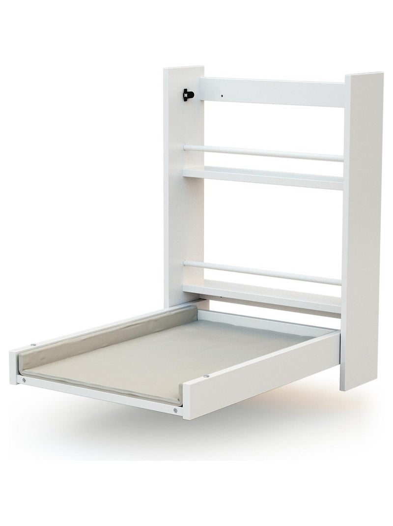 Table à langer murale rabattable en bois avec matelas Blanc - Kiabi