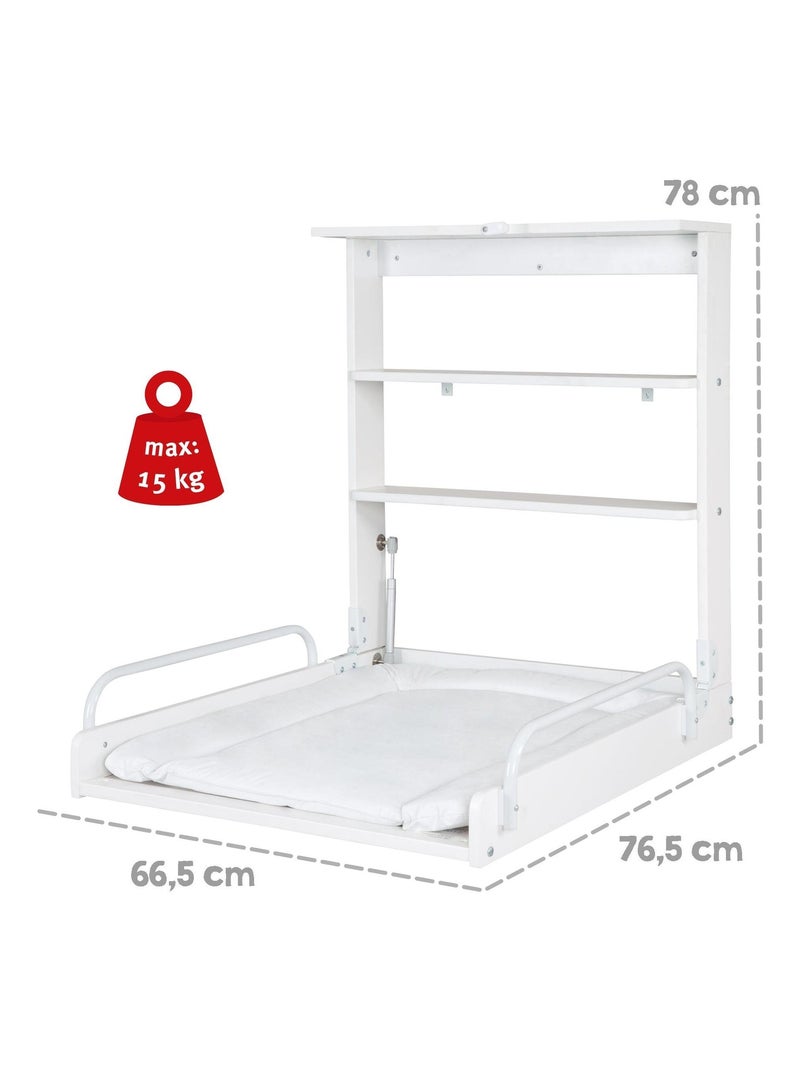 Table à langer murale rabattable + matelas imperméable 'Roba' Blanc - Kiabi