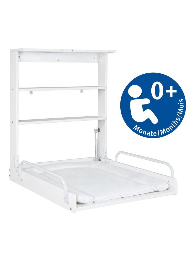 Table à langer murale rabattable + matelas imperméable 'Roba' Blanc - Kiabi